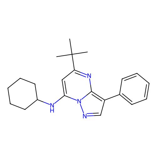 5-tert-butyl-N-cyclohexyl-3-phenylpyrazolo[1,5-a]pyrimidin-7-amine structure