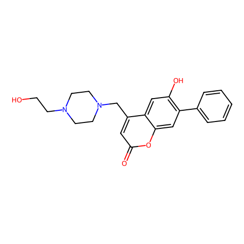 6-hydroxy-4-{[4-(2-hydroxyethyl)piperazin-1-yl]methyl}-7-phenyl-2H-chromen-2-one structure