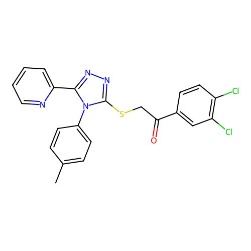 1-(3,4-dichlorophenyl)-2-[[4-(4-methylphenyl)-5-pyridin-2-yl-1,2,4-triazol-3-yl]sulfanyl]ethanone structure