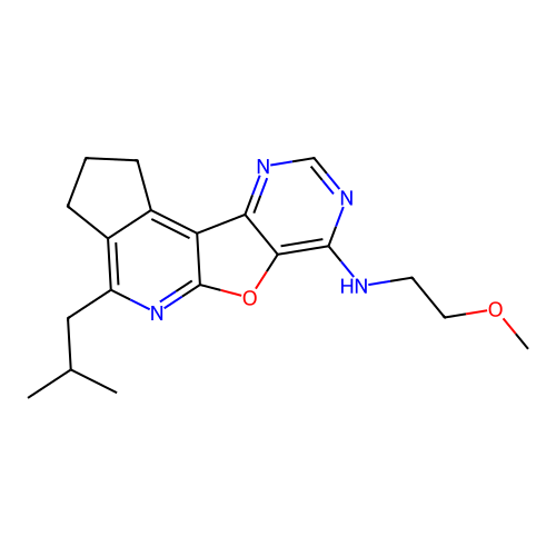 4-isobutyl-N-(2-methoxyethyl)-2,3-dihydro-1H-cyclopenta[4',5']pyrido[3',2':4,5]furo[3,2-d]pyrimidin-7-amine structure