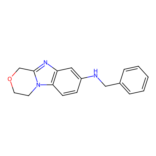 N-benzyl-3,4-dihydro-1H-[1,4]oxazino[4,3-a]benzimidazol-8-amine structure