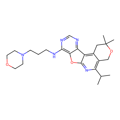 2,2-dimethyl-N-[3-(morpholin-4-yl)propyl]-5-(propan-2-yl)-1,4-dihydro-2H-pyrano[4'',3'':4',5']pyrido[3',2':4,5]furo[3,2-d]pyrimidin-8-amine structure