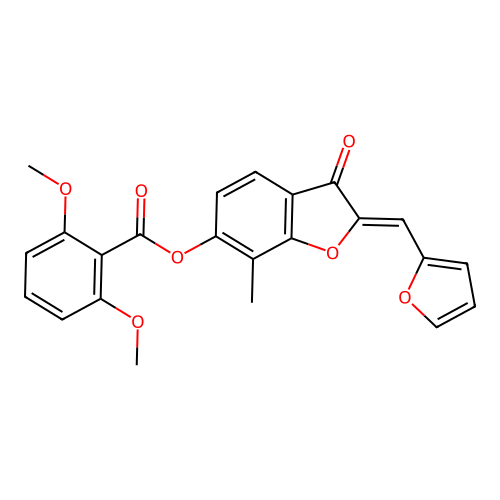 (Z)-2-(furan-2-ylmethylene)-7-methyl-3-oxo-2,3-dihydrobenzofuran-6-yl 2,6-dimethoxybenzoate structure