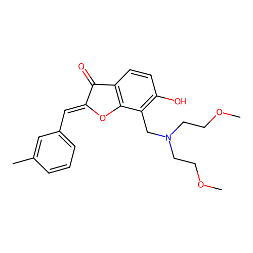 (Z)-7-((bis(2-methoxyethyl)amino)methyl)-6-hydroxy-2-(3-methylbenzylidene)benzofuran-3(2H)-one structure
