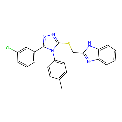 3-(benzimidazol-2-ylmethylthio)-5-(3-chlorophenyl)-4-(4-methylphenyl)-1,2,4-tr iazole structure