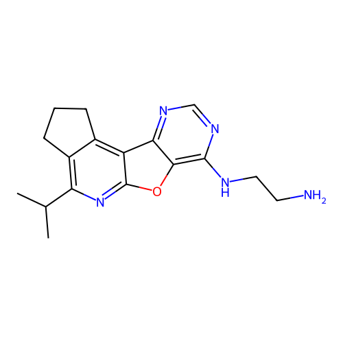 N-[4-(propan-2-yl)-2,3-dihydro-1H-cyclopenta[4',5']pyrido[3',2':4,5]furo[3,2-d]pyrimidin-7-yl]ethane-1,2-diamine structure