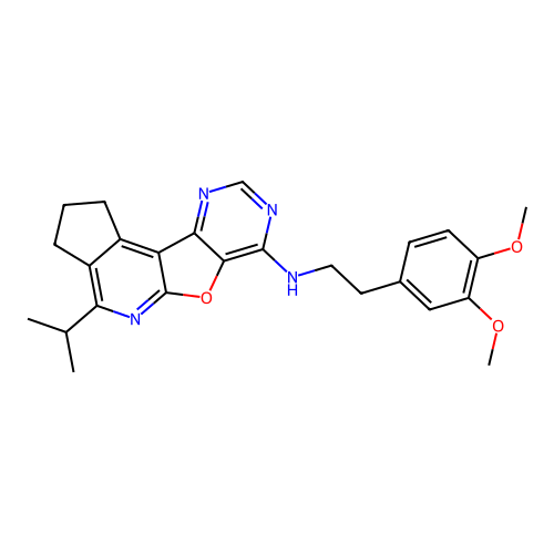 N-(3,4-dimethoxyphenethyl)-4-isopropyl-2,3-dihydro-1H-cyclopenta[4',5']pyrido[3',2':4,5]furo[3,2-d]pyrimidin-7-amine structure