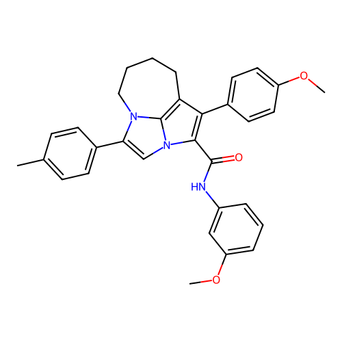 N-(3-methoxyphenyl)-1-(4-methoxyphenyl)-4-(4-methylphenyl)-5,6,7,8-tetrahydro-2a,4a-diazacyclopenta[cd]azulene-2-carboxamide structure