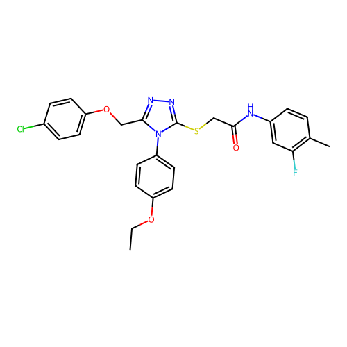 2-((5-((4-chlorophenoxy)methyl)-4-(4-ethoxyphenyl)-4H-1,2,4-triazol-3-yl)thio)-N-(3-fluoro-4-methylphenyl)acetamide structure