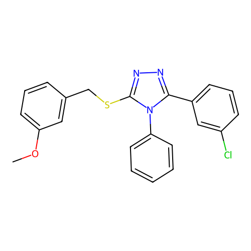 3-(3-chlorophenyl)-5-[(3-methoxybenzyl)sulfanyl]-4-phenyl-4H-1,2,4-triazole structure