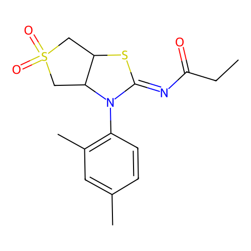 (Z)-N-(3-(2,4-dimethylphenyl)-5,5-dioxidotetrahydrothieno[3,4-d]thiazol-2(3H)-ylidene)propionamide structure