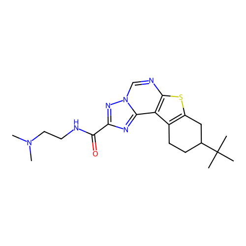 9-(tert-butyl)-N-(2-(dimethylamino)ethyl)-8,9,10,11-tetrahydrobenzo[4,5]thieno[3,2-e][1,2,4]triazolo[1,5-c]pyrimidine-2-carboxamide structure