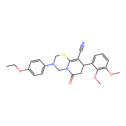 8-(2,3-dimethoxyphenyl)-3-(4-ethoxyphenyl)-6-oxo-3,4,7,8-tetrahydro-2H,6H-pyrido[2,1-b][1,3,5]thiadiazine-9-carbonitrile structure