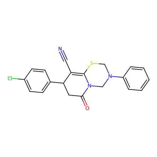 8-(4-chlorophenyl)-6-oxo-3-phenyl-3,4,7,8-tetrahydro-2H,6H-pyrido[2,1-b][1,3,5]thiadiazine-9-carbonitrile structure