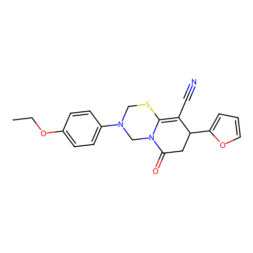 3-(4-Ethoxy-phenyl)-7-furan-2-yl-5-oxo-3,4,6,7-tetrahydro-2H,5H-1-thia-3,4a-diaza-naphthalene-8-carb onitrile structure