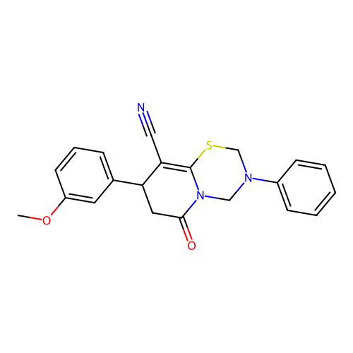 8-(3-methoxyphenyl)-6-oxo-3-phenyl-3,4,7,8-tetrahydro-2H,6H-pyrido[2,1-b][1,3,5]thiadiazine-9-carbonitrile structure