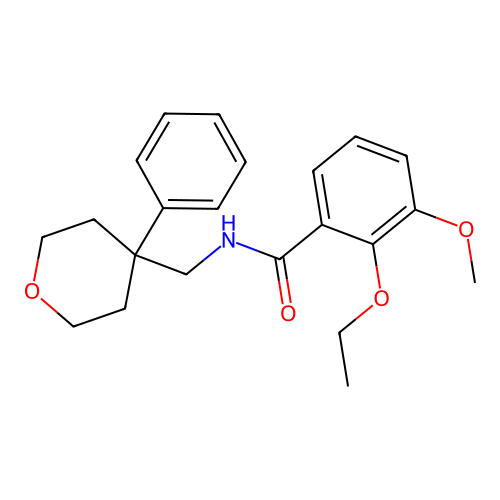2-ethoxy-3-methoxy-N-[(4-phenyloxan-4-yl)methyl]benzamide structure