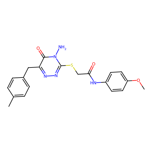 2-({4-amino-6-[(4-methylphenyl)methyl]-5-oxo-4,5-dihydro-1,2,4-triazin-3-yl}sulfanyl)-N-(4-methoxyphenyl)acetamide structure