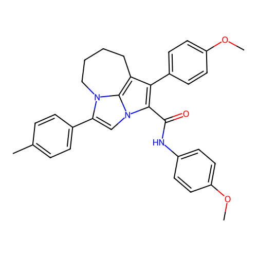 N,1-bis(4-methoxyphenyl)-4-(4-methylphenyl)-5,6,7,8-tetrahydro-2a,4a-diazacyclopenta[cd]azulene-2-carboxamide structure
