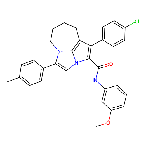 1-(4-chlorophenyl)-N-(3-methoxyphenyl)-4-(4-methylphenyl)-5,6,7,8-tetrahydro-2a,4a-diazacyclopenta[cd]azulene-2-carboxamide structure