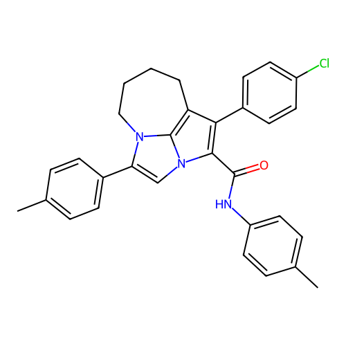 1-(4-chlorophenyl)-N,4-bis(4-methylphenyl)-5,6,7,8-tetrahydro-2a,4a-diazacyclopenta[cd]azulene-2-carboxamide structure