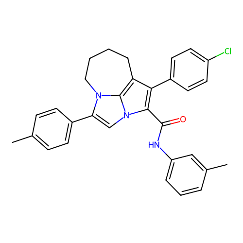 1-(4-chlorophenyl)-N-(3-methylphenyl)-4-(4-methylphenyl)-5,6,7,8-tetrahydro-2a,4a-diazacyclopenta[cd]azulene-2-carboxamide structure