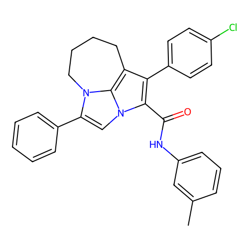 1-(4-chlorophenyl)-4-phenyl-N-(m-tolyl)-5,6,7,8-tetrahydro-2a,4a-diazacyclopenta[cd]azulene-2-carboxamide structure