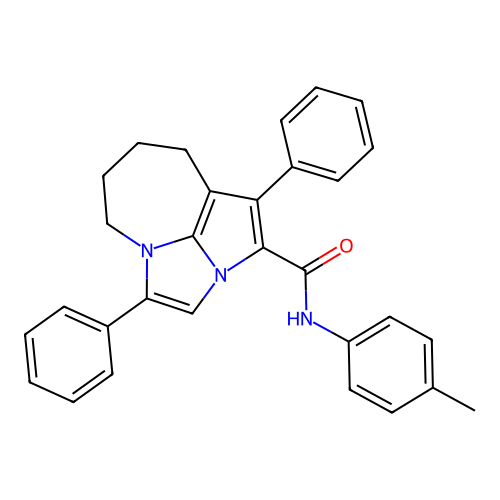1,4-diphenyl-N-(p-tolyl)-5,6,7,8-tetrahydro-2a,4a-diazacyclopenta[cd]azulene-2-carboxamide structure