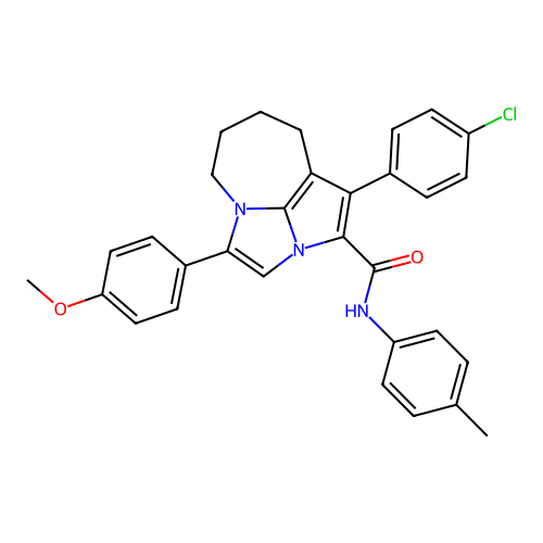 1-(4-chlorophenyl)-4-(4-methoxyphenyl)-N-(4-methylphenyl)-5,6,7,8-tetrahydro-2a,4a-diazacyclopenta[cd]azulene-2-carboxamide structure