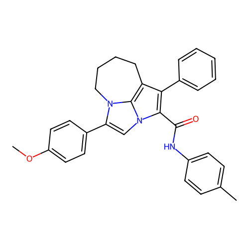 4-(4-methoxyphenyl)-1-phenyl-N-(p-tolyl)-5,6,7,8-tetrahydro-2a,4a-diazacyclopenta[cd]azulene-2-carboxamide structure