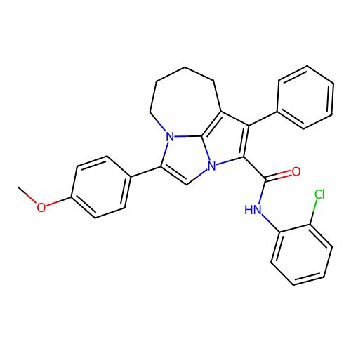 N-(2-chlorophenyl)-4-(4-methoxyphenyl)-1-phenyl-5,6,7,8-tetrahydro-2a,4a-diazacyclopenta[cd]azulene-2-carboxamide structure