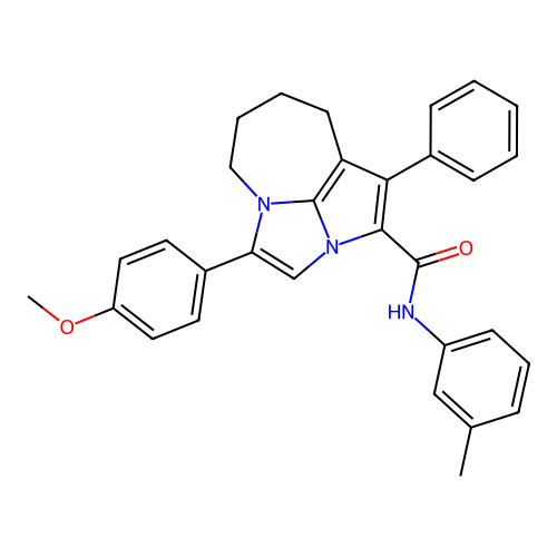 4-(4-methoxyphenyl)-1-phenyl-N-(m-tolyl)-5,6,7,8-tetrahydro-2a,4a-diazacyclopenta[cd]azulene-2-carboxamide structure