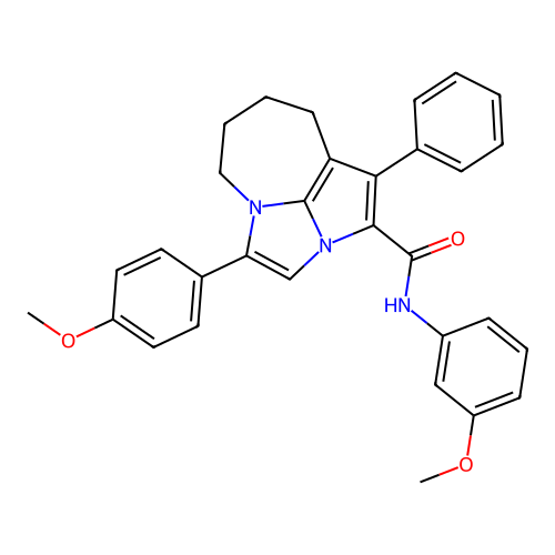 N-(3-methoxyphenyl)-4-(4-methoxyphenyl)-1-phenyl-5,6,7,8-tetrahydro-2a,4a-diazacyclopenta[cd]azulene-2-carboxamide structure