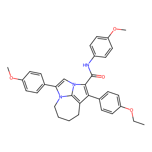 1-(4-ethoxyphenyl)-N,4-bis(4-methoxyphenyl)-5,6,7,8-tetrahydro-2a,4a-diazacyclopenta[cd]azulene-2-carboxamide structure