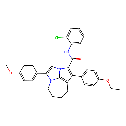 N-(2-chlorophenyl)-1-(4-ethoxyphenyl)-4-(4-methoxyphenyl)-5,6,7,8-tetrahydro-2a,4a-diazacyclopenta[cd]azulene-2-carboxamide structure