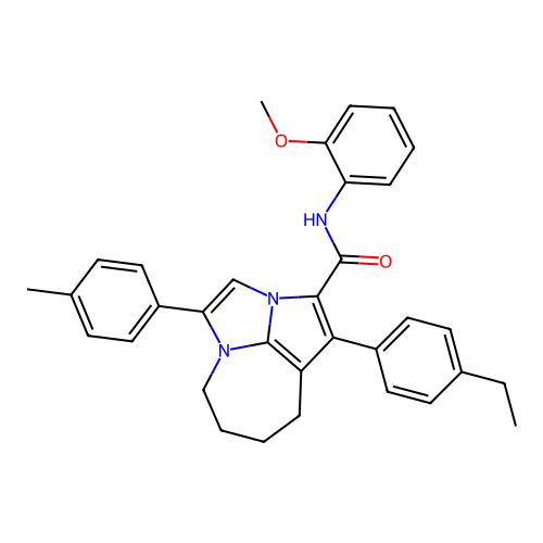 1-(4-ethylphenyl)-N-(2-methoxyphenyl)-4-(4-methylphenyl)-5,6,7,8-tetrahydro-2a,4a-diazacyclopenta[cd]azulene-2-carboxamide structure