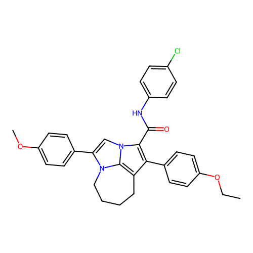 N-(4-chlorophenyl)-1-(4-ethoxyphenyl)-4-(4-methoxyphenyl)-5,6,7,8-tetrahydro-2a,4a-diazacyclopenta[cd]azulene-2-carboxamide structure