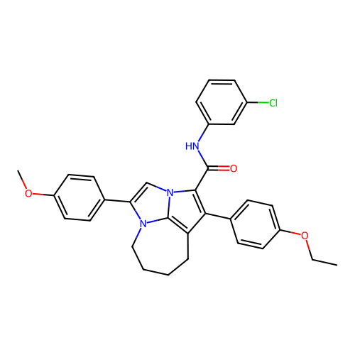 N-(3-chlorophenyl)-1-(4-ethoxyphenyl)-4-(4-methoxyphenyl)-5,6,7,8-tetrahydro-2a,4a-diazacyclopenta[cd]azulene-2-carboxamide structure