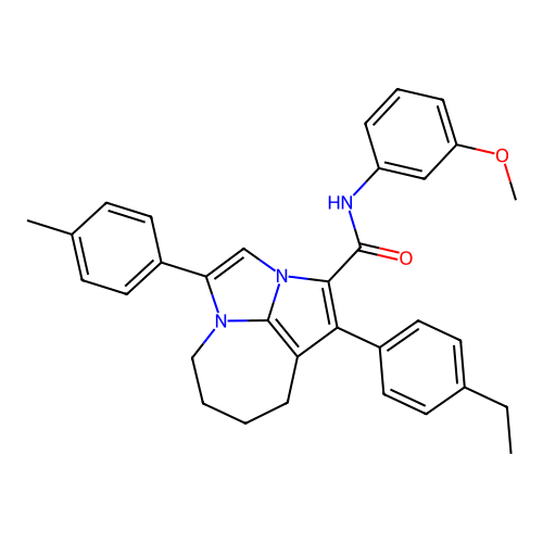 1-(4-ethylphenyl)-N-(3-methoxyphenyl)-4-(4-methylphenyl)-5,6,7,8-tetrahydro-2a,4a-diazacyclopenta[cd]azulene-2-carboxamide structure