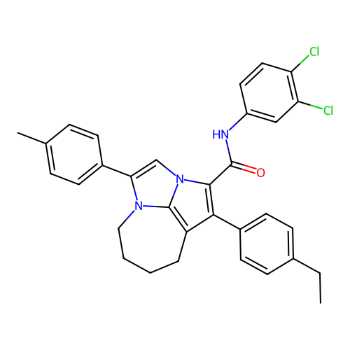 N-(3,4-dichlorophenyl)-1-(4-ethylphenyl)-4-(4-methylphenyl)-5,6,7,8-tetrahydro-2a,4a-diazacyclopenta[cd]azulene-2-carboxamide structure