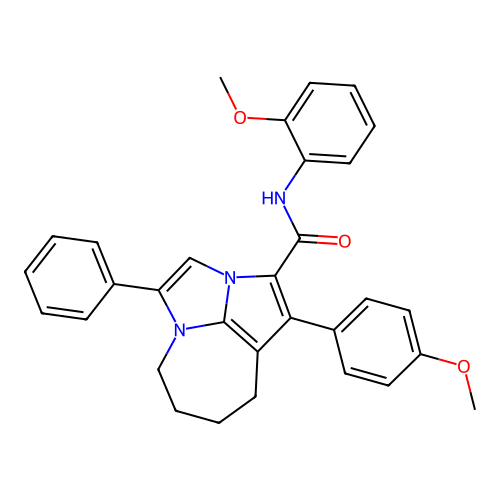 N-(2-methoxyphenyl)-1-(4-methoxyphenyl)-4-phenyl-5,6,7,8-tetrahydro-2a,4a-diazacyclopenta[cd]azulene-2-carboxamide structure