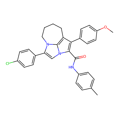 4-(4-chlorophenyl)-1-(4-methoxyphenyl)-N-(4-methylphenyl)-5,6,7,8-tetrahydro-2a,4a-diazacyclopenta[cd]azulene-2-carboxamide structure