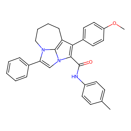 1-(4-methoxyphenyl)-4-phenyl-N-(p-tolyl)-5,6,7,8-tetrahydro-2a,4a-diazacyclopenta[cd]azulene-2-carboxamide structure