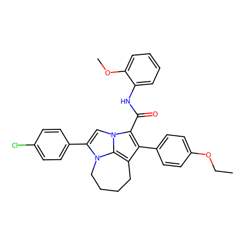 4-(4-chlorophenyl)-1-(4-ethoxyphenyl)-N-(2-methoxyphenyl)-5,6,7,8-tetrahydro-2a,4a-diazacyclopenta[cd]azulene-2-carboxamide structure