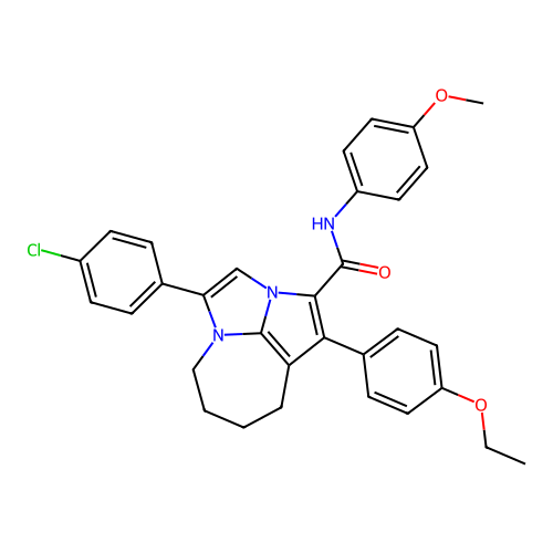 4-(4-chlorophenyl)-1-(4-ethoxyphenyl)-N-(4-methoxyphenyl)-5,6,7,8-tetrahydro-2a,4a-diazacyclopenta[cd]azulene-2-carboxamide structure