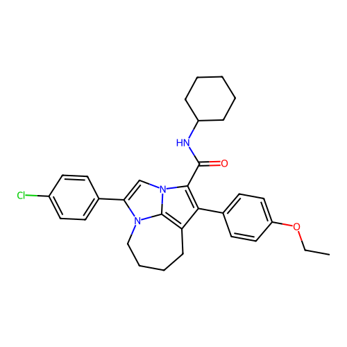4-(4-chlorophenyl)-N-cyclohexyl-1-(4-ethoxyphenyl)-5,6,7,8-tetrahydro-2a,4a-diazacyclopenta[cd]azulene-2-carboxamide structure