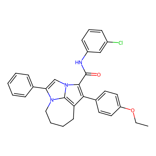 N-(3-chlorophenyl)-1-(4-ethoxyphenyl)-4-phenyl-5,6,7,8-tetrahydro-2a,4a-diazacyclopenta[cd]azulene-2-carboxamide structure