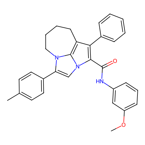 N-(3-methoxyphenyl)-1-phenyl-4-(p-tolyl)-5,6,7,8-tetrahydro-2a,4a-diazacyclopenta[cd]azulene-2-carboxamide structure