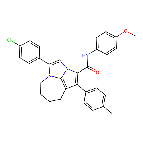 4-(4-chlorophenyl)-N-(4-methoxyphenyl)-1-(4-methylphenyl)-5,6,7,8-tetrahydro-2a,4a-diazacyclopenta[cd]azulene-2-carboxamide structure