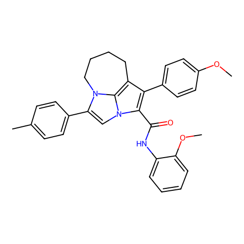 N-(2-methoxyphenyl)-1-(4-methoxyphenyl)-4-(4-methylphenyl)-5,6,7,8-tetrahydro-2a,4a-diazacyclopenta[cd]azulene-2-carboxamide structure